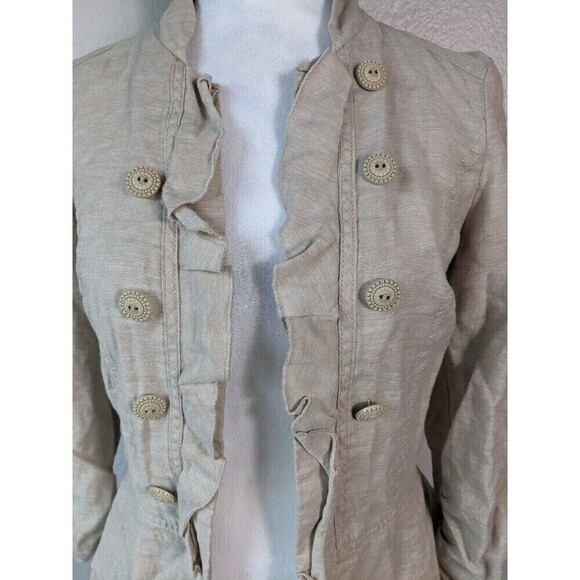 Maurices Jacket Womens Size Small Linen Blend Floral Lace - Picture 4 of 10
